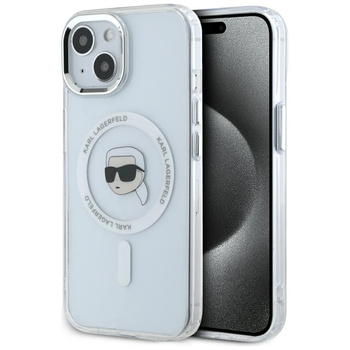 KARL LAGERFELD ETUI MAGNETYCZNE DO IPHONE 15 PLUS METALOWE Z LOGO KARL HEAD