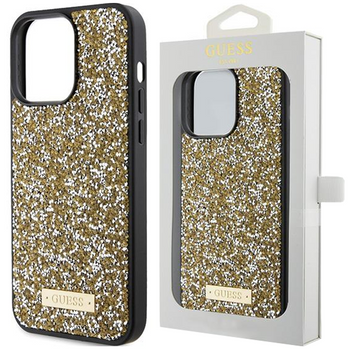 Etui Guess Rhinestone Metal Logo na iPhone 15 Pro - żółte