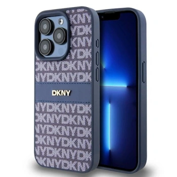 DKNY POKROWIEC SKÓRZANY DO IPHONE 15 PRO 6.1 MONO STRIPE Z LOGO METALOWYM