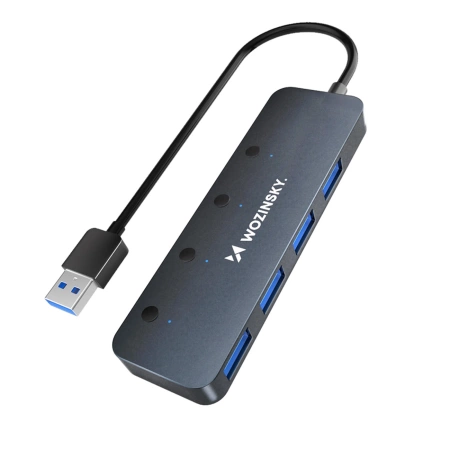 WOZINSKY HUB USB-A 4 PORTY 3.0 DO LAPTOPA KOMPUTERA Z INDYWIDUALNYMI