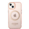 Guess GUHMP14SHTCMP iPhone 14 6,1" różowy/pink hard case Gold Outline Translucent MagSafe