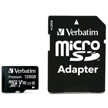 VERBATIM KARTA MICROSDXC 128GB DO TELEFONÓW TABLETÓW ZADAPTER V10+ SZYBKOŚĆ
