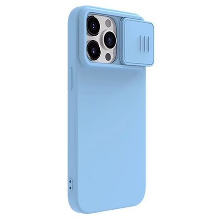 Silikonowe etui Nillkin CamShield Silky Silicone Case do iPhone 15 Pro Max z osłoną na aparat - niebieskie