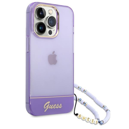 Guess GUHCP14LHGCOHU iPhone 14 Pro 6,1" fioletowy/purple hardcase Translucent Pearl Strap