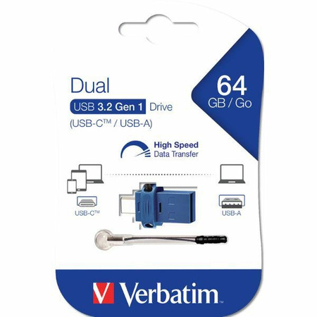 VERBATIM PENDRIVE 64GB USB-C USB-A DO TELEFONÓW IPHONE 12 13 14 15 WYSOKA