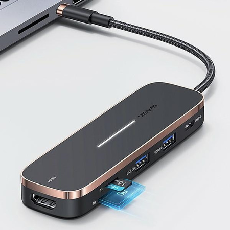 USAMS ADAPTER HUB 3XUSB USB-C HDMI DO MACBOOKA TELEFONÓW SZYBKIE ŁADOWANIE