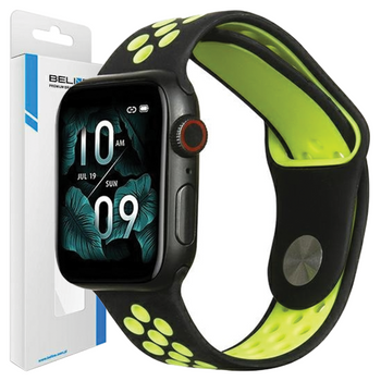 BELINE PASEK SILIKONOWY DO APPLE WATCH 42 44 45 49MM SPORT CZARNY LIMONKOWY