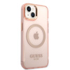 Guess GUHMP14SHTCMP iPhone 14 6,1" różowy/pink hard case Gold Outline Translucent MagSafe