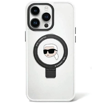 Etui Karl Lagerfeld Ring Stand Karl Head MagSafe do iPhone 15 Pro - białe