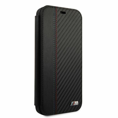 Etui BMW BMFLBKP12SMCARBK iPhone 12 mini 5,4" czarny/black book M Collection PU Carbon Stripe