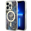 Etui Guess GUHMP14LHLEOPWB na iPhone 14 Pro - niebieskie Leopard MagSafe