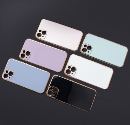 Lighting Color Case etui do iPhone 13 Pro żelowy pokrowiec ze złotą ramką fioletowy