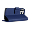 iCarer Wallet Case 2in1 etui iPhone 14 Pro skórzany pokrowiec z klapką Anti-RFID niebieski (WMI14220726-BU)