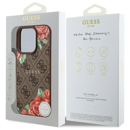 GUESS POKROWIEC HARDCASE DO IPHONE 16 PRO 6.3 DO MAGSAFE Z KWIATOWYM WZOREM