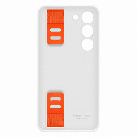 Samsung Silicone Grip Cover etui Samsung Galaxy S23 silikonowy pokrowiec z paskiem na rękę białe (EF-GS911TWEGWW)