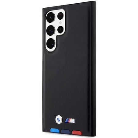 Etui BMW BMHCS23L22PTDK S23 Ultra S918 - czarne Leather Stamp Tricolor