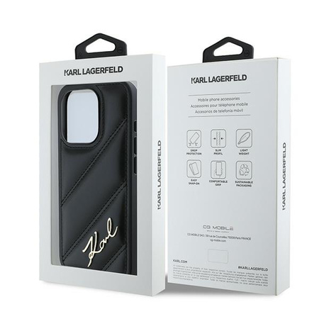 KARL LAGERFELD HARDCASE DO IPHONE 15 PRO MAX 6.7 DIAGONAL QUILTED POKROWIEC