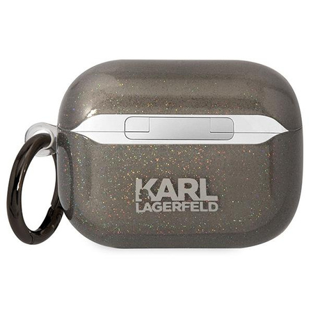 Etui Karl Lagerfeld KLAPHNKCTGK na AirPods Pro - czarne Glitter Karl&Choupette