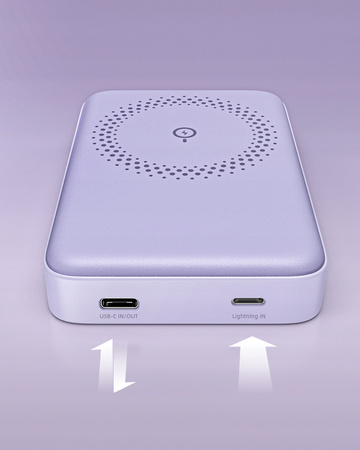 INNOSTYLE POWERMAG 2W1 SZYBKI POWERBANK INDUKCYJNY DO MAGSAFE 10000MAH STOJAK FIOLETOWY
