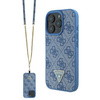 Guess GUHCP16LP4TDSCPB iPhone 16 Pro6.3 niebieski/blue hardcase Leather Metal Logo Strass Crossbody
