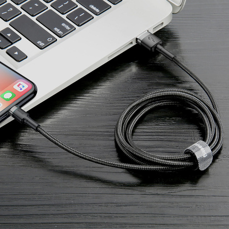 Baseus Cafule Cable wytrzymały nylonowy kabel przewód USB / Lightning QC3.0 1.5A 2M czarny (CALKLF-CG1)