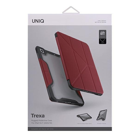UNIQ etui Trexa iPad 10.2" 2021/2020/ 2019 Antimicrobial czerwony/red