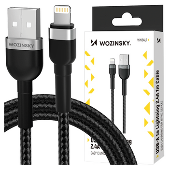 WOZINSKY KABEL USB-A DO LIGHTNING 2.4A DO IPHONE IPAD 1M SZYBKIE ŁADOWANIE