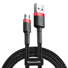 Baseus Cafule Cable wytrzymały nylonowy kabel przewód USB / micro USB 1.5A 2M czarno-czerwony (CAMKLF-C91)