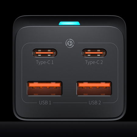 Baseus GaN3 Pro szybka uniwersalna ładowarka sieciowa GaN 2 x USB Typ C / 2x USB 100W PD3.0, QC4.0+, AFC czarny (CCGP000101)