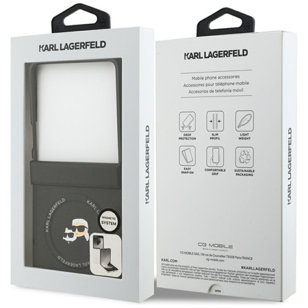 Etui Karl Lagerfeld Karl&Choupette Pins  MagSafe do Samsung Galaxy Z Flip7 czarny
