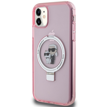 KARL LAGERFELD ETUI HARDCASE DO IPHONE 11 Xr 6.1 RÓŻOWY RING STAND