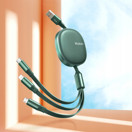 Mcdodo Kabel do telefonu, zwijany, do iPhone, Micro USB,  USB-C, 3w1, 66W, fioletowy