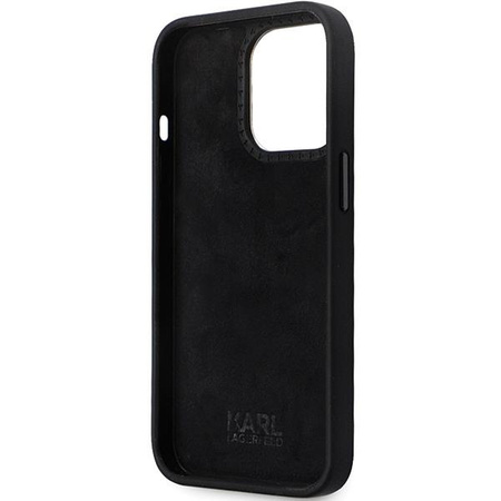 Etui Karl Lagerfeld KLHCP14LSMHKNPK na iPhone 14 Pro - czarne Silicone Ikonik Metal Pin