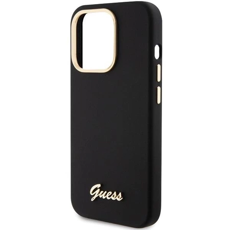 Etui Guess Silicone Script Metal Logo & Frame na iPhone 15 Pro Max - czarne