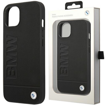 Etui BMW BMHCP14XSLLBK na iPhone 14 Pro Max - czarne Leather Stamp