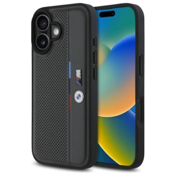 BMW HARDCASE DO IPHONE 16.1 PERFOROWANE ANTRACYT Z TRICOLOR BMHCP16S23PUPVA