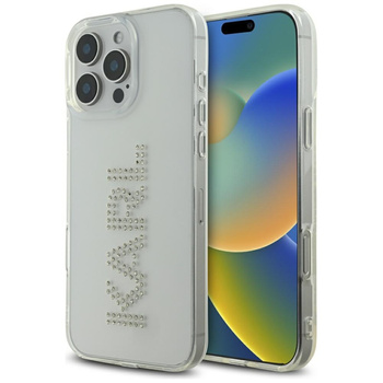 KARL LAGERFELD ETUI CASE DO IPHONE 16 PRO PRZEZROCZYSTE Z LOGO I STRASZKAMI