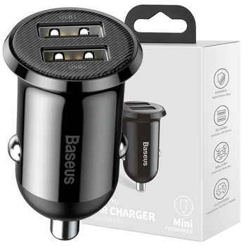 Baseus Grain Pro ładowarka samochodowa 2x USB 4,8 A czarny (CCALLP-01)