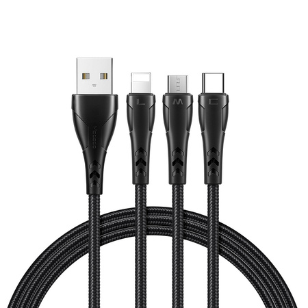 MCDODO KABEL USB 3W1 SZYBKIE ŁADOWANIE USB-C LIGHTNING MICRO USB QC 3.0 1M