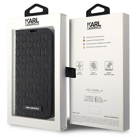 Etui Karl Lagerfeld KLBKP14XSAKLHPK na iPhone 14 Pro Max 6.7" bookcase - czarne Saffiano Monogram