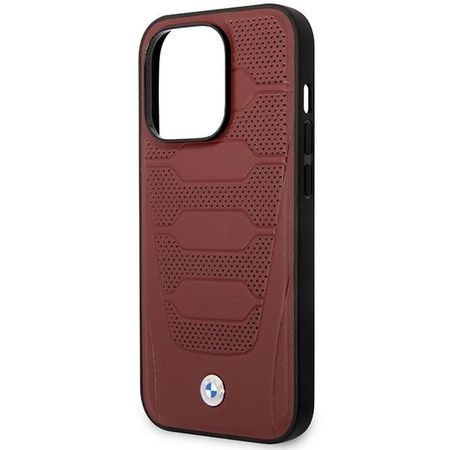 Etui BMW BMHMP14X22RPSR na iPhone 14 Pro Max burgundowy/burgundy Leather Seats Pattern MagSafe