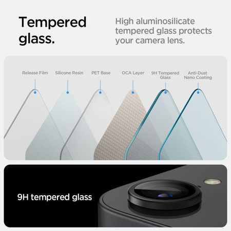SPIGEN OSŁONA APARATU DO IPHONE 16E GLAS.TR EZ FIT CAMERA PROTECTOR 2-PACK