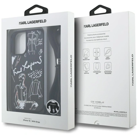 KARL LAGERFELD ETUI CROSSBODY GRAINED PATTERN LOGO DO IPHONE 16 LUKSUSOWA