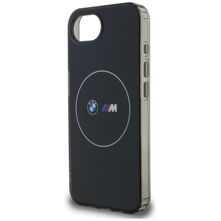 BMW ETUI CASE DO IPHONE 16E Z DO MAGSAFE BIAŁYM KRĘGIEM I METALOWĄ POWŁOKĄ
