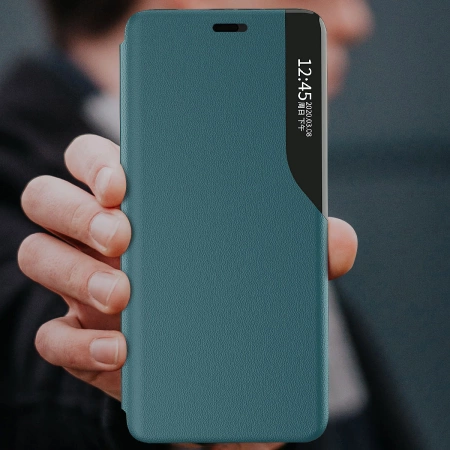 HURTEL ECO LEATHER VIEW CASE ETUI DO IPHONE 13 MINI Z KLAPKĄ I Z PODSTAWKĄ