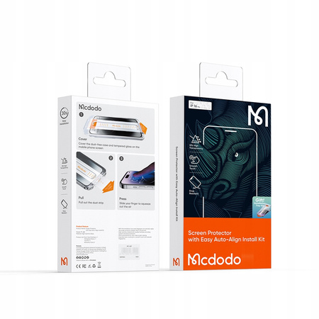 MCDODO EZ PASTE SZKŁO HARTOWANE MOCNA SZYBKA DO ETUI DO IPHONE 16 PLUS