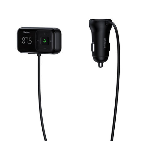 Baseus S-16 Transmiter FM Bluetooth 5.0 2x USB ładowarka samochodowa AUX MP3 TF micro SD 3,1 A czarny (CCTM-E01)