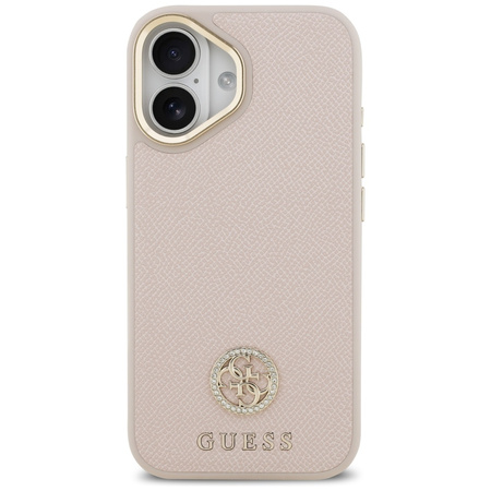 Etui Guess Grained Strass Logo MagSafe do iPhone 17 różowy