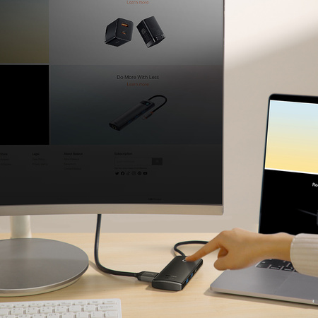 Baseus Lite Series wielofunkcyjny HUB USB Typ C - 2 x USB 3.0 / USB Typ C / HDMI 1,4 / SD/TF czarny (WKQX050001)