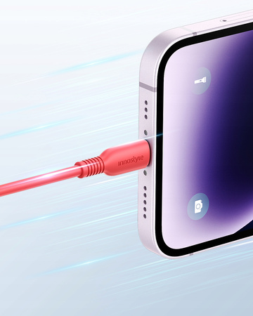 INNOSTYLE JAZZY KABEL USB-C LIGHTNING MFI SZYBKIEGO ŁADOWANIA DO IPHONE KEVLAR 1M CZERWONY